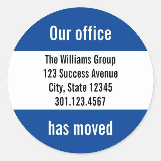 Ankündigung von "Business Dark Blue" und "White Mo Runder Aufkleber (Vorderseite)