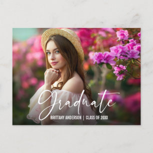 Ankündigung von Calligraphy Ink Pen Script Abschlu Postkarte