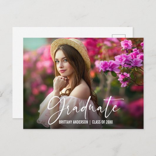 Ankündigung von Calligraphy Ink Pen Script Abschlu Postkarte (Vorne/Hinten)