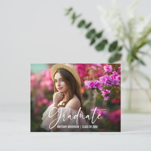 Ankündigung von Calligraphy Ink Pen Script Abschlu Postkarte (Stehend Vorderseite)