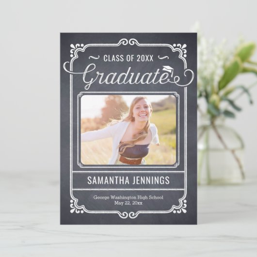 Ankündigung von Chalked Frame-Abschluss (Stehend Vorderseite)