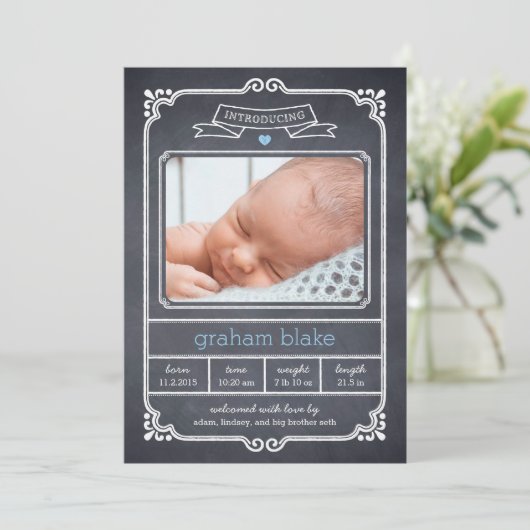 Ankündigung von "Chalked Frame Birth" - Blau (Stehend Vorderseite)