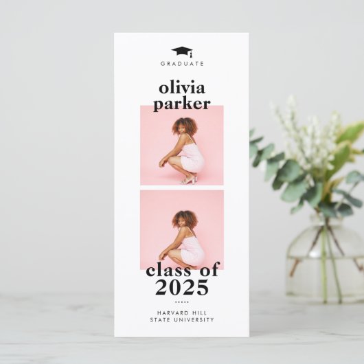 Ankündigung von Chic Foto Collage QR Code Abschlus (Stehend Vorderseite)