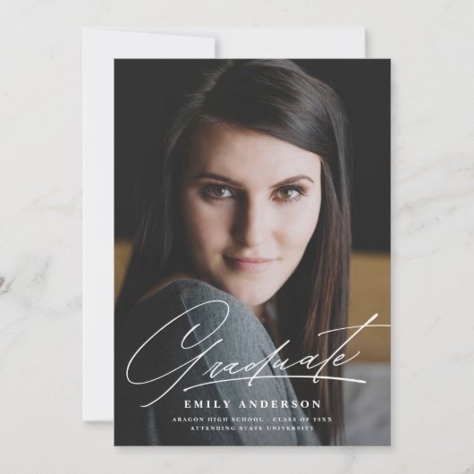 Ankündigung von Chic Gold Script Foto Abschluss (Vorderseite)