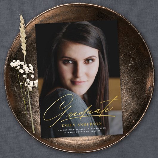 Ankündigung von Chic Gold Script Foto Abschluss