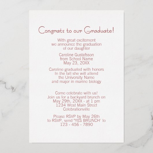 Ankündigung von Chic Minimalistisch Gold Foil Absc (Rückseite)