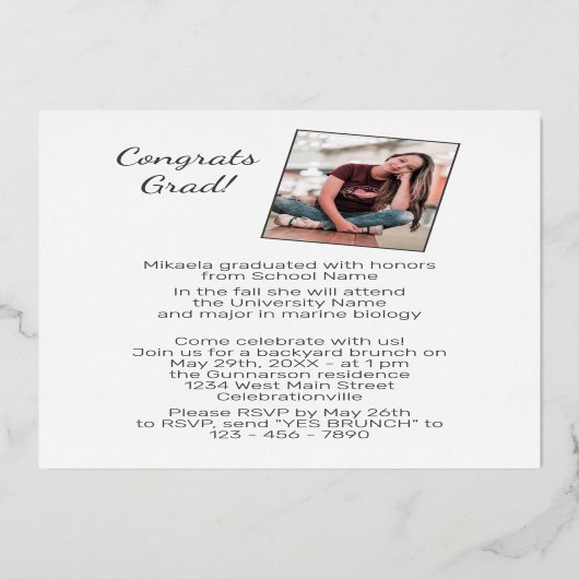 Ankündigung von Chic Minimalistisch Gold Foil Absc (Rückseite)