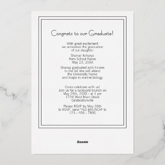 Ankündigung von Chic Minimalistisch Gold Foil Absc (Rückseite)