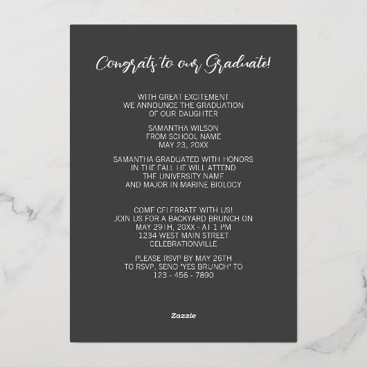 Ankündigung von Chic Minimalistisch Gold Foil Absc (Rückseite)