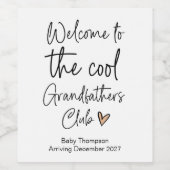 Ankündigung von coolen Großvätern Club Baby Schwan Weinetikett (Einzelnes Label)