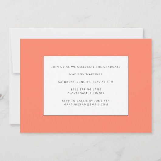 Ankündigung von Coral Graduate Script-Abschlüssen (Rückseite)