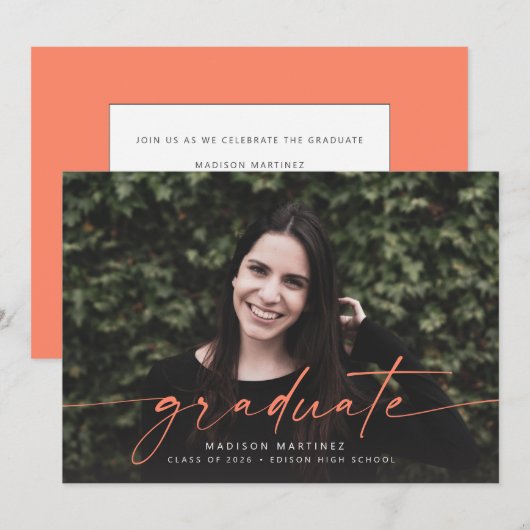 Ankündigung von Coral Graduate Script-Abschlüssen (Vorne/Hinten)