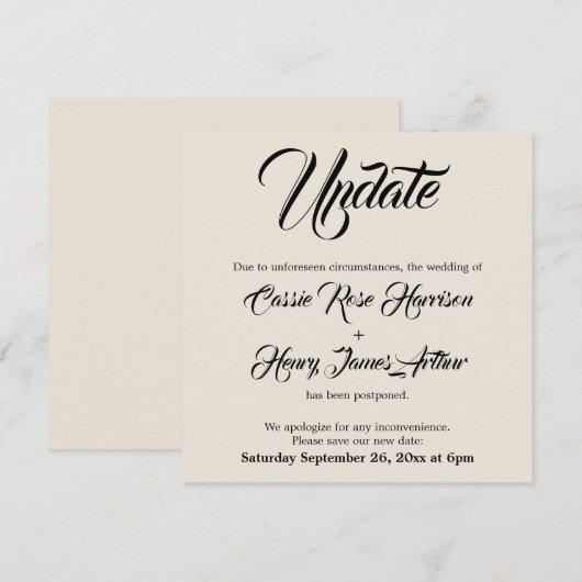 Ankündigung von Cream Postponed Wedding Update (Vorne/Hinten)