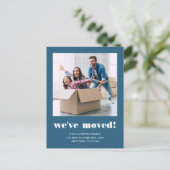 Ankündigung von Custom Foto Blue Moving Postkarte (Stehend Vorderseite)