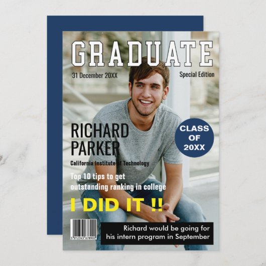 Ankündigung von Custom Magazine Style Abschluss (Vorne/Hinten)