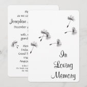 Ankündigung von Dandelion Seed Puffs Funeral (Vorne/Hinten)