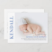 Ankündigung von Debut Baby Birth Postkarte (Vorne/Hinten)