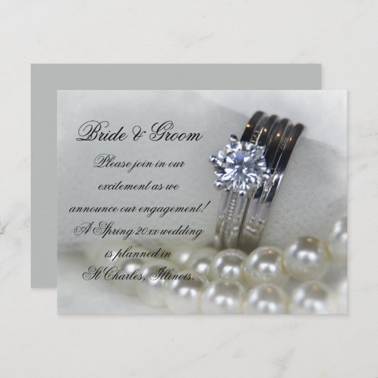 Ankündigung von Diamantrings und Perlen zur Verlob (Vorne/Hinten)