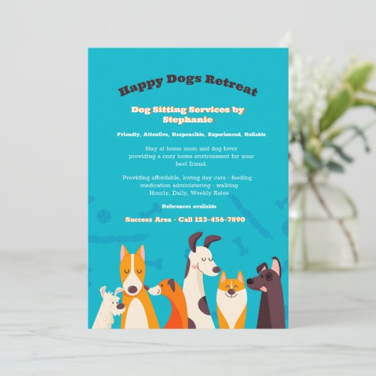 Ankündigung von Dog Sitting Services (Stehend Vorderseite)