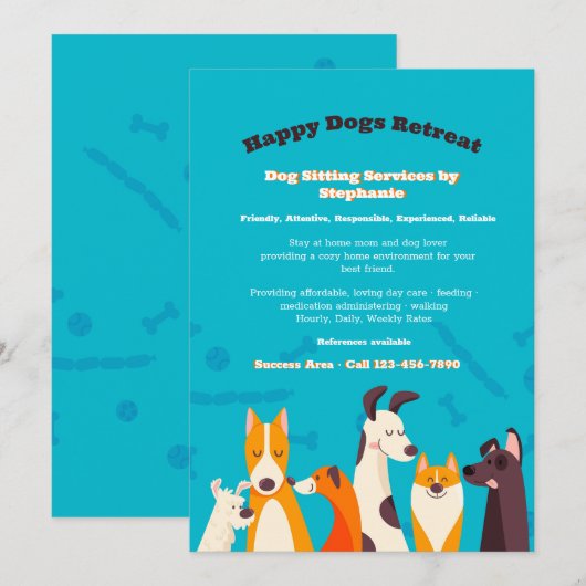 Ankündigung von Dog Sitting Services (Vorne/Hinten)