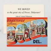 Ankündigung von Dover Delaware Postcard Moving (Vorne/Hinten)