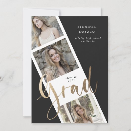 Ankündigung von drei Foto Gold Abschluss Foto (Vorderseite)