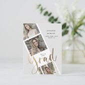 Ankündigung von drei Foto Gold Abschluss Foto Postkarte (Stehend Vorderseite)