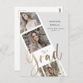 Ankündigung von drei Foto Gold Abschluss Foto Postkarte (Vorne/Hinten)