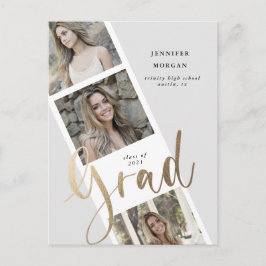 Ankündigung von drei Foto Gold Abschluss Foto Postkarte