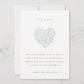 Ankündigung von Dusky Blue Floral Heart Baby (Vorderseite)