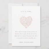 Ankündigung von Dusky Blush Floral Heart Baby (Vorderseite)