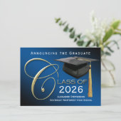 Ankündigung von Elegant Navy Blue Abschluss (Stehend Vorderseite)