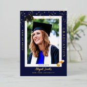 Ankündigung von Elegant Navy Blue Abschluss Foto (Stehend vorne)