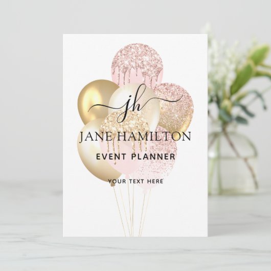 Ankündigung von Elegante Monogram Glitzer Balloons (Stehend Vorderseite)