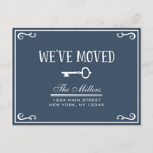 Ankündigung von Elegante Navy Blue Key Moving (Vorderseite)