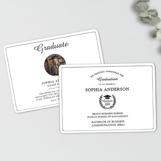 Ankündigung von elegantem Black & White Grad Foto