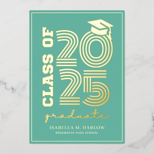 Ankündigung von eleganten Türkisfarben und Gold-Ab (Vorderseite)