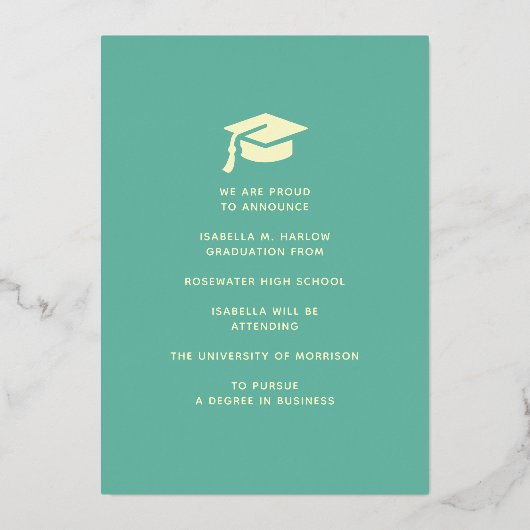 Ankündigung von eleganten Türkisfarben und Gold-Ab (Rückseite)