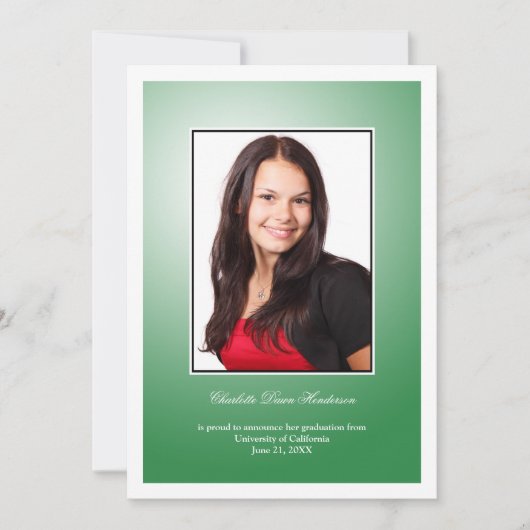Ankündigung von Emerald Green Custom Foto Abschlus (Vorderseite)