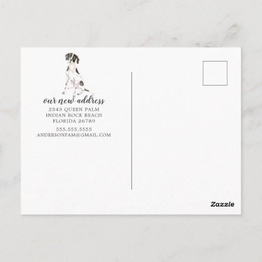 Ankündigung von englischer Pointer Motion Postcard Postkarte (Rückseite)