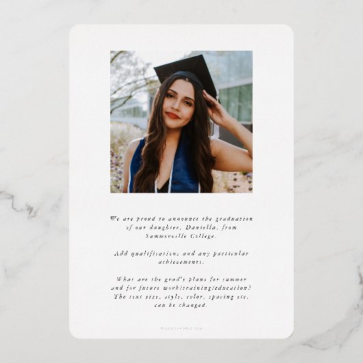 Ankündigung von Foil Monogram 2 Foto Abschluss (Rückseite)