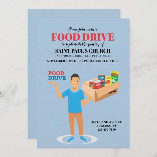 Ankündigung von Food Drive (Vorne/Hinten)