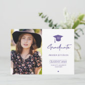 Ankündigung von Foto-Abschluss-Absolventen lila (Stehend Vorderseite)