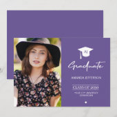 Ankündigung von Foto-Abschluss-Absolventen lila (Vorne/Hinten)