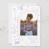 Ankündigung von Foto-Abschluss mit lila Hand (Vorderseite)