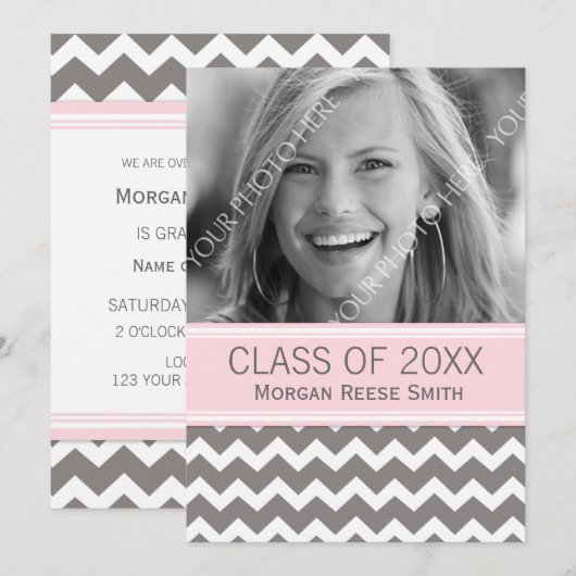 Ankündigung von Foto Abschluss Rosa Grau (Vorne/Hinten)