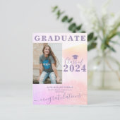 Ankündigung von Foto-Absolvent Mädchen Abschluss Postkarte (Stehend Vorderseite)
