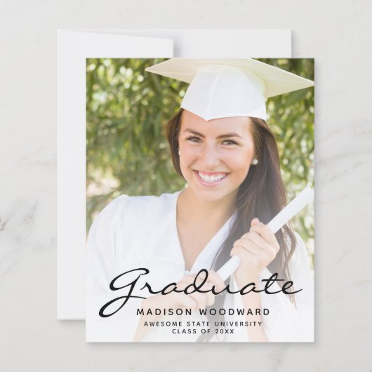 Ankündigung von Foto Black Script Abschluss (Vorderseite)