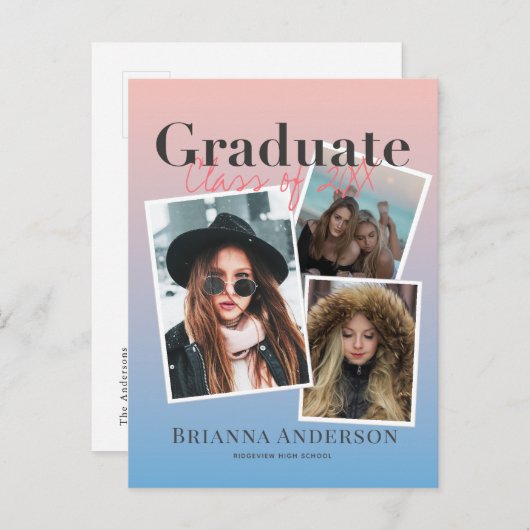 Ankündigung von Foto Collage Gradient Abschluss (Vorne/Hinten)