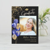 Ankündigung von Foto Gold Graduate Navy Blue Ballo (Stehend Vorderseite)